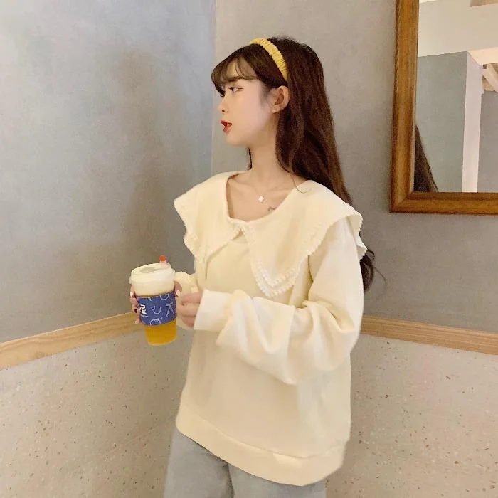 Women's Korean Fashion Large Lapel Sweaters  