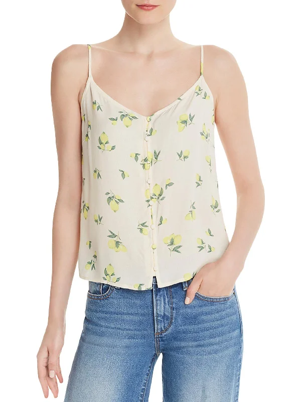 Womens Printed Button Down Tank Top