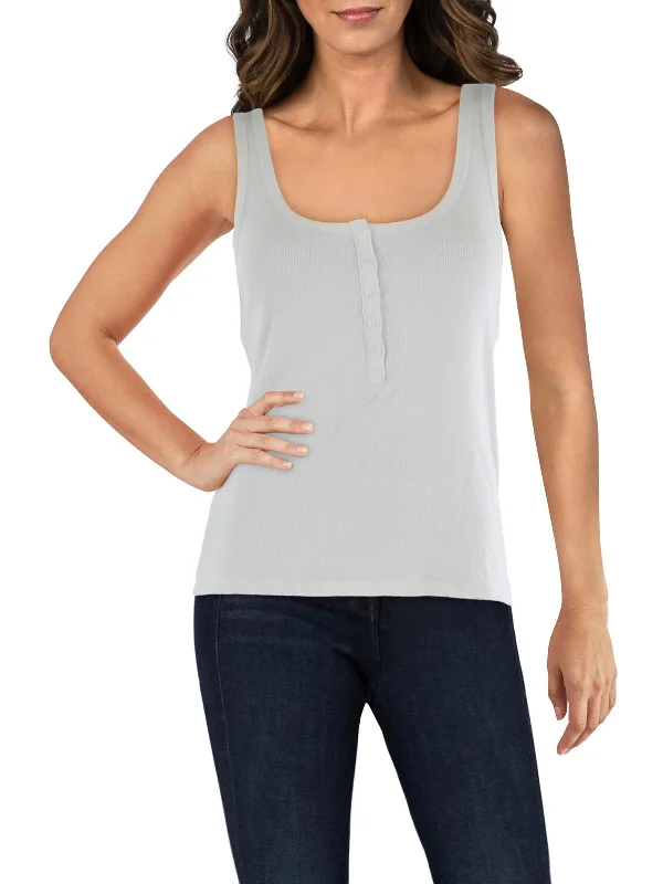 Womens Ribbed Knit Sleeveless Tank Top