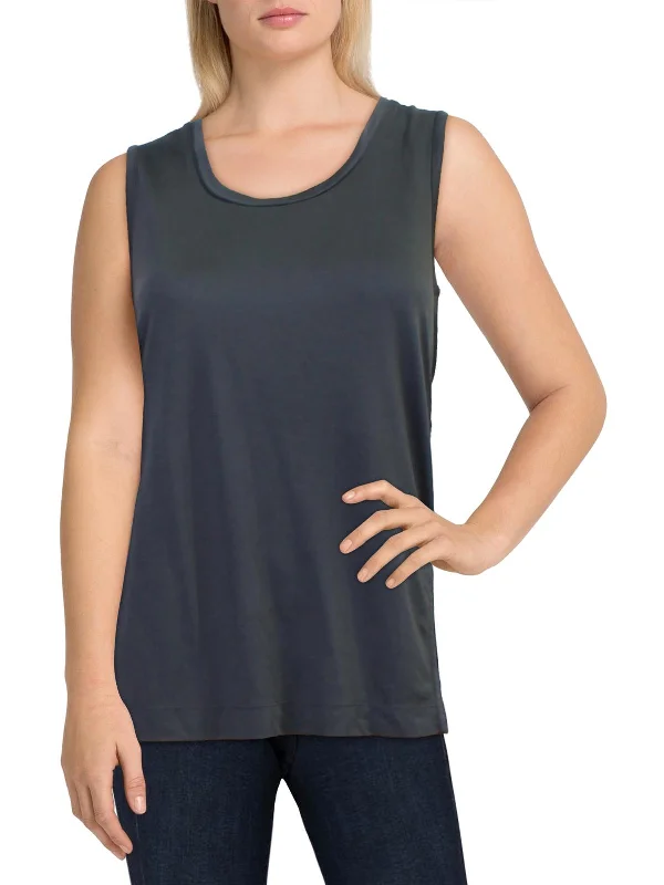 Womens Scoop Neck Side Slit Tank Top