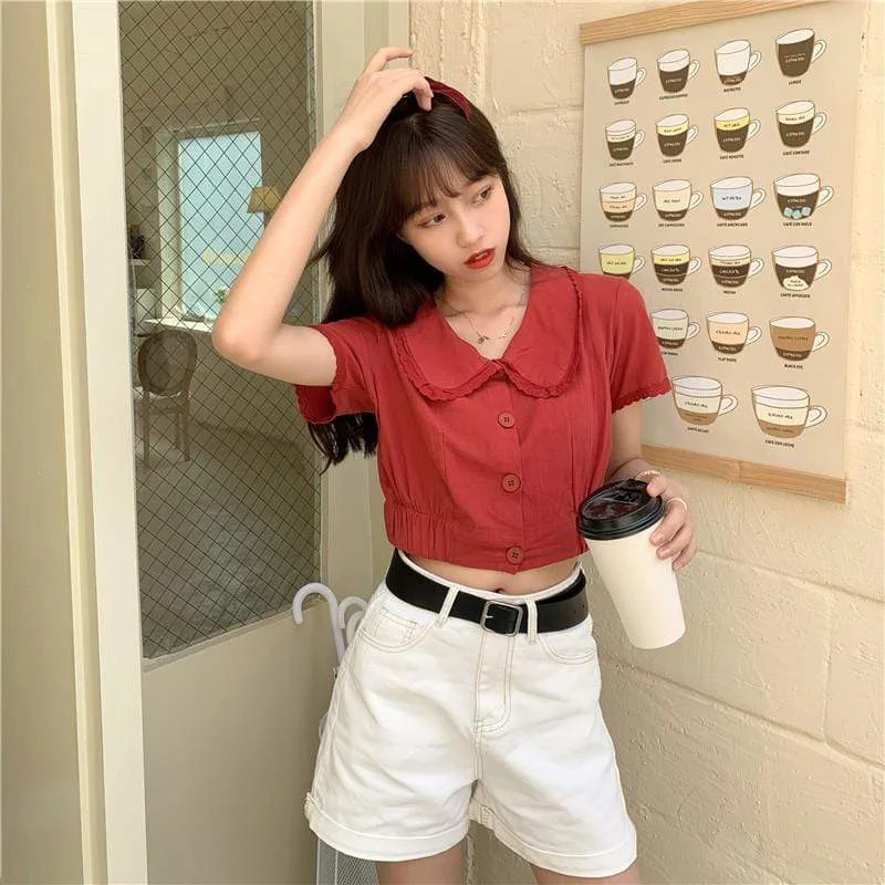 Women's Single-breasted Short Shirt