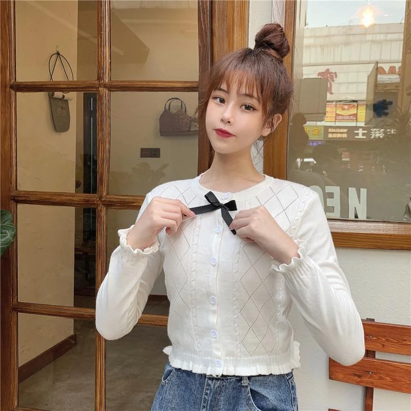 Women's Sweet Bowknot Slim Fitted Short Shirts