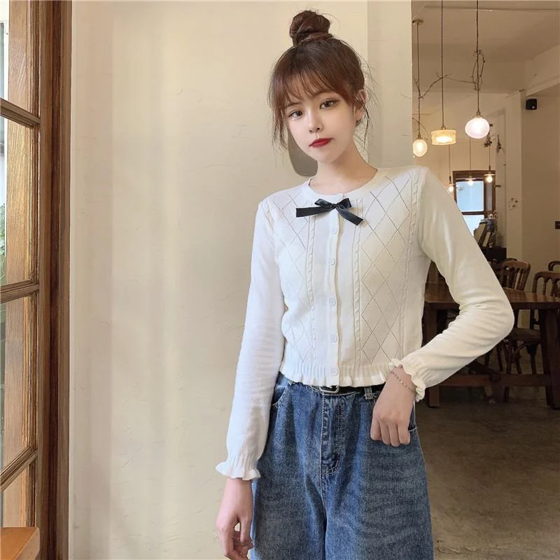 Women's Sweet Bowknot Slim Fitted Short Shirts