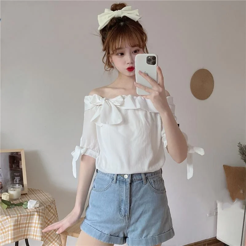 Women's Sweet Ruffles Round Collar Short Tops